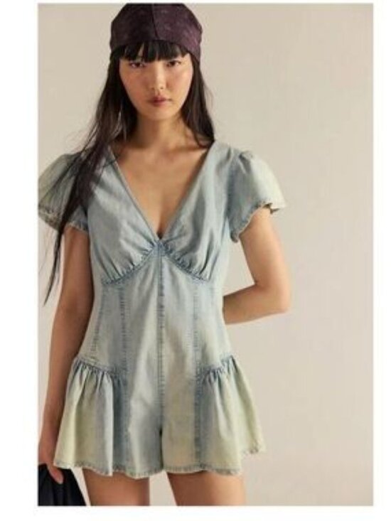 We The Free Pants - FP We The Free Mia Denim Playsuit Romper 100% cotton NWT Size M